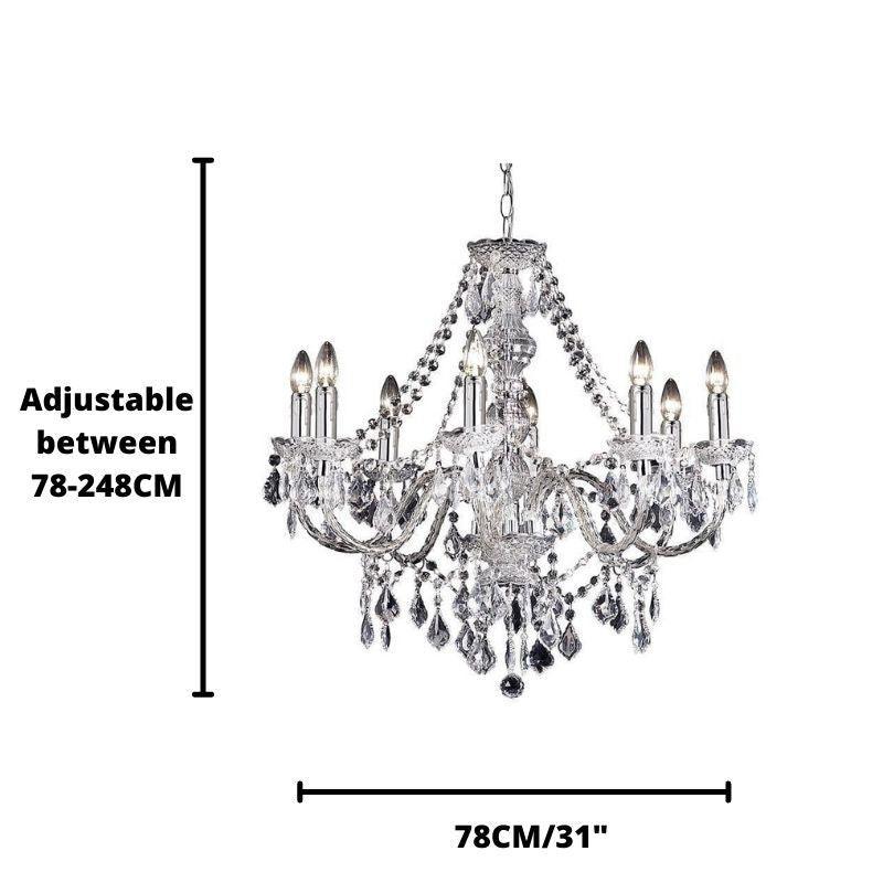 Endon Clarence Chrome & Clear Acrylic Chandelier-Endon Lighting Living Room Wide Shot Lighting Tiffany Lighting Direct