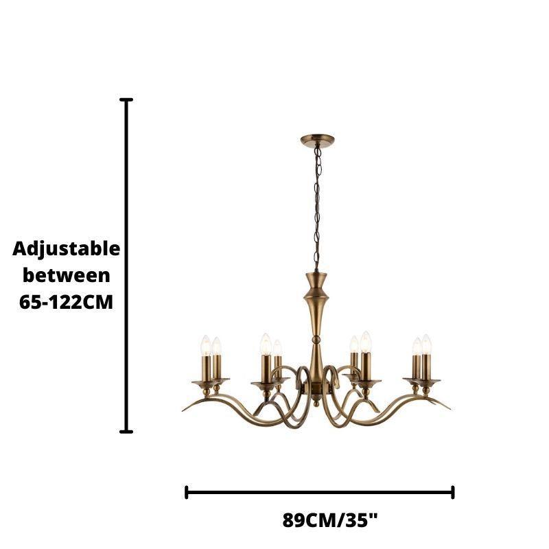 Kora 8 Light Chandelier KORA-8AB wide living room image size guide
