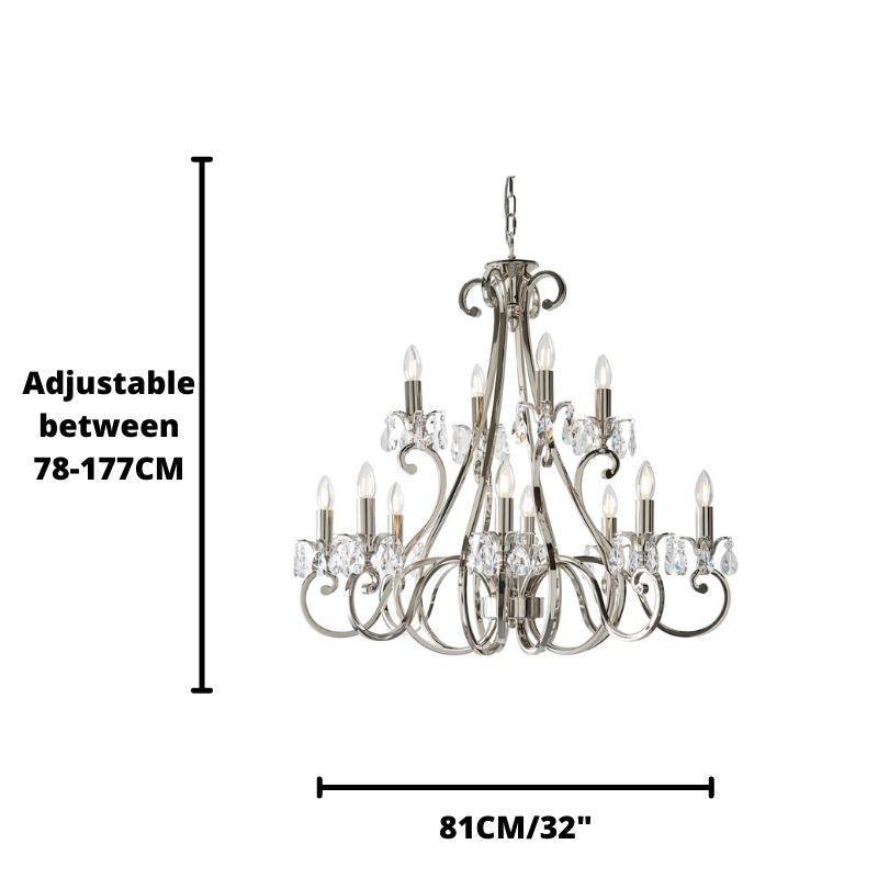 Oksaana nickel chandelier 63540 size guide