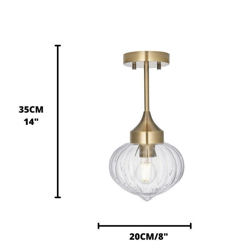 Addington 1 Light Antique Brass Finish Semi Flush Ceiling Light 97684 Living Room Image 2