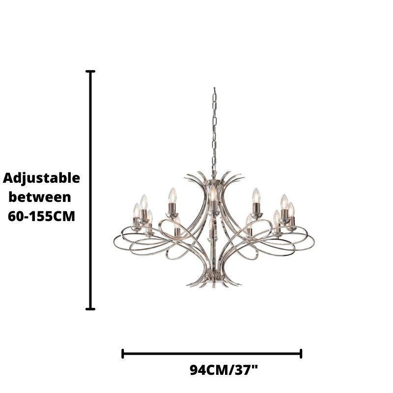 Penn 12 Light Polished Nickel Finish Chandelier-Interiors 1900-3-Tiffany Lighting Direct
