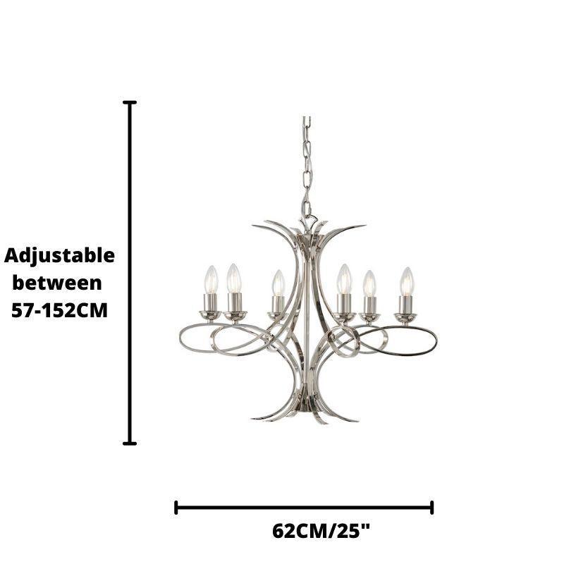 Penn 6 Light Polished Nickel Chandelier Interiors 1900-Interiors 1900-3-Tiffany Lighting Direct