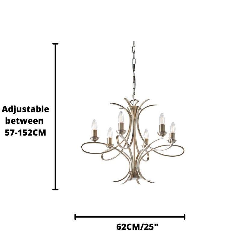 Interiors 1900 Penn 6 Light Brushed Brass Finish Chandelier-Interiors 1900-4-Tiffany Lighting Direct