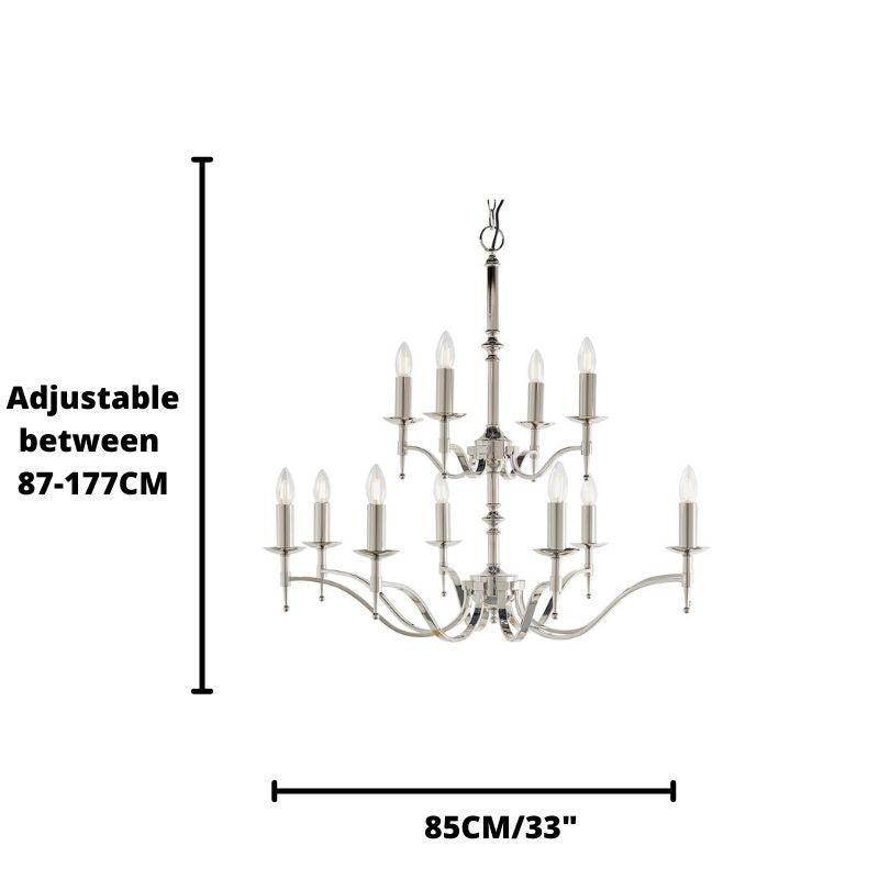 Stanford 12 Light Polished Nickel Finish Chandelier-Interiors 1900-3-Tiffany Lighting Direct