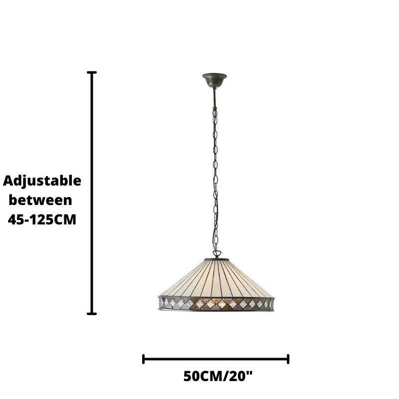 Fargo Large Tiffany Ceiling Light - 3 Bulb Fitting