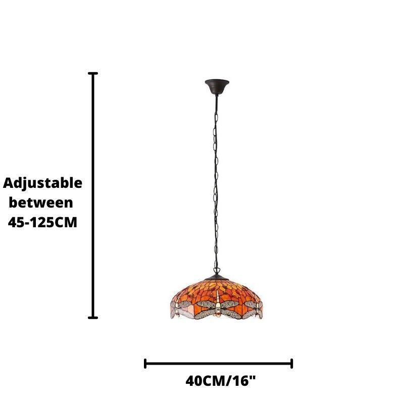 flame dragonfly medium tiffany ceiling light 3 bulb fitting kitchen lighting image