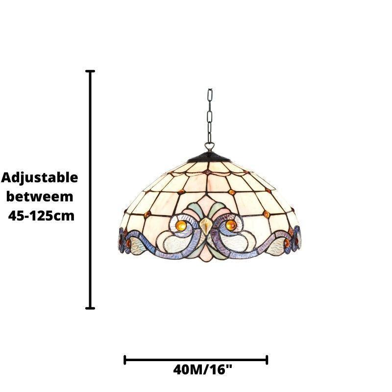 newcastle tiffany ceiling pendant light Close Up Lit Image