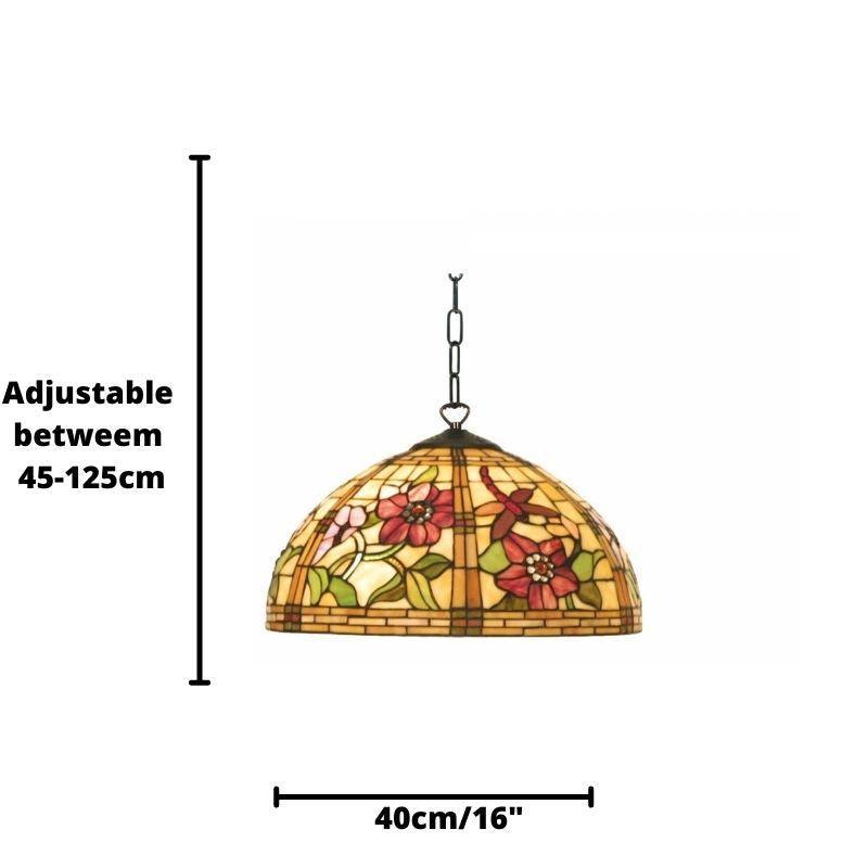 pavot tiffany 3 bulb medium ceiling pendant light Close Up Lit Image