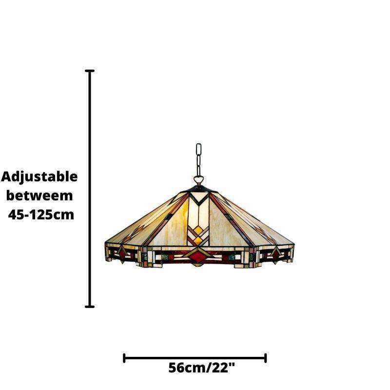 prairie 3 bulb tiffany ceiling pendant light Close Up Lit Image