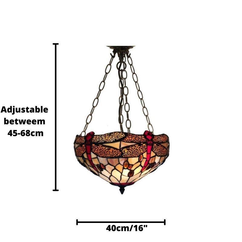 golden dragonfly inverted tiffany ceiling light adjustable chain mDining room lighting