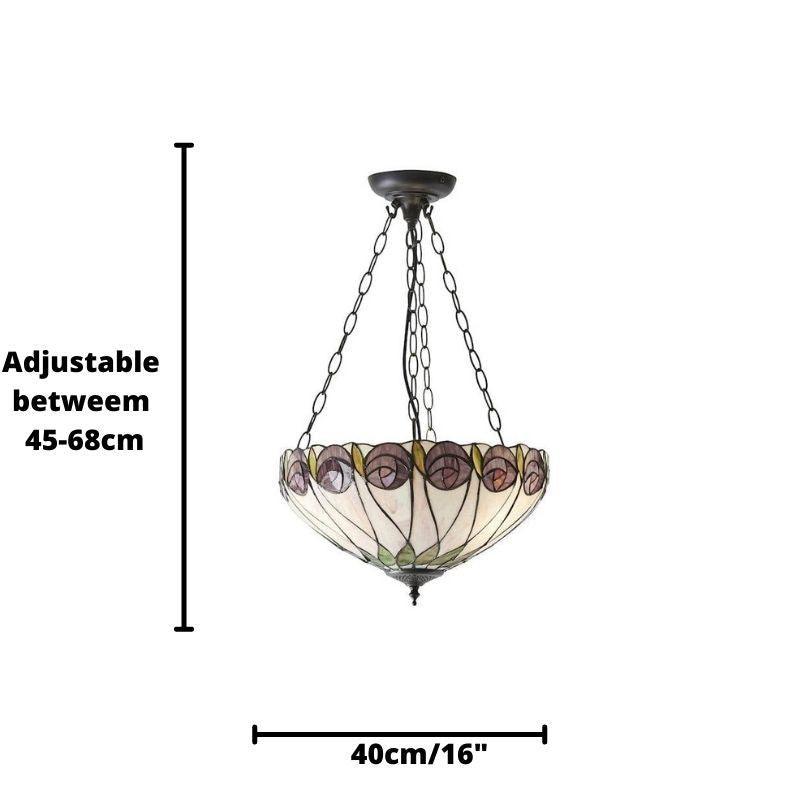 hutchinson medium adjustable tiffany inverted pendant light unlit close up image