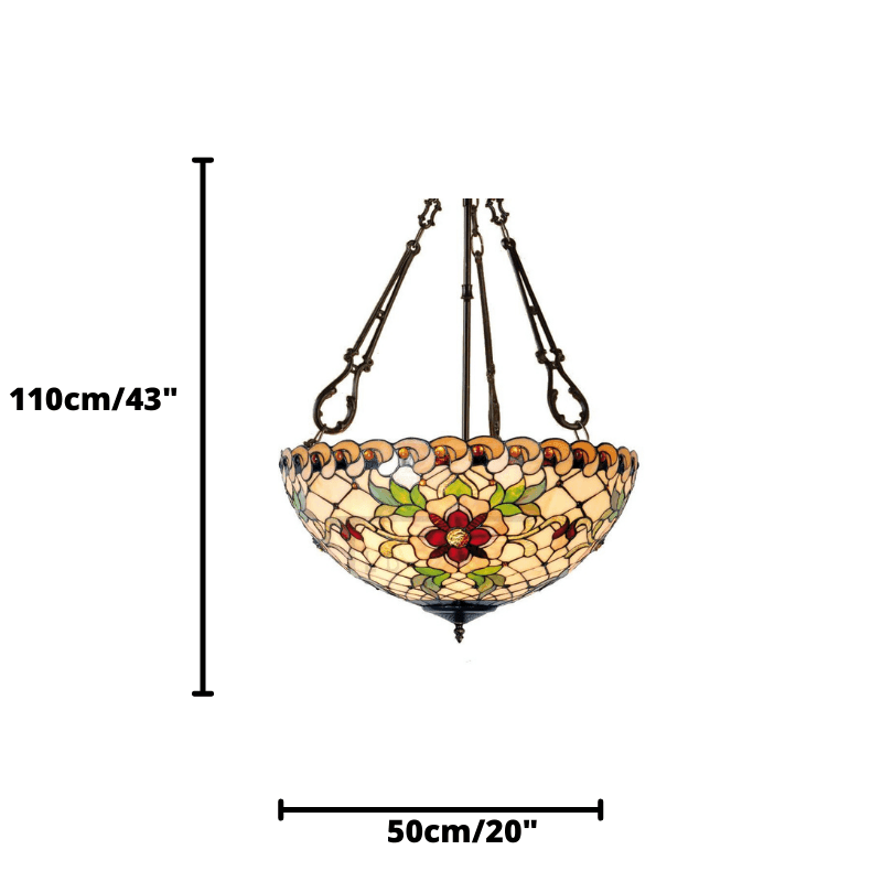 angelique large inverted tiffany ceiling light Close Up Lit Image