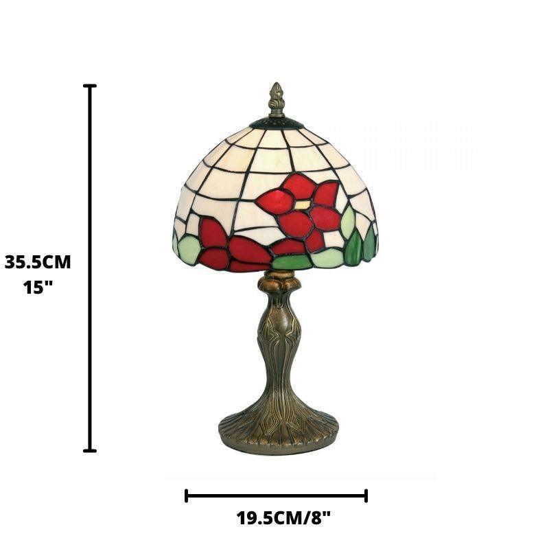 oaks tiffany red flower bedside lamp Living Room Close Up