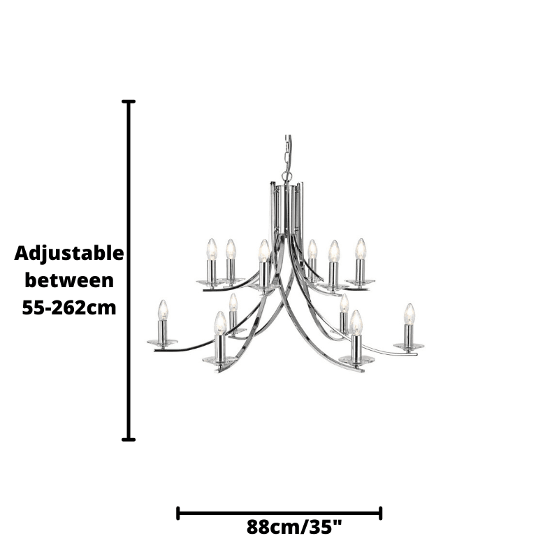 Ascona 12 Light Chrome Chandelier With Glass Sconces-5-Tiffany Lighting Direct