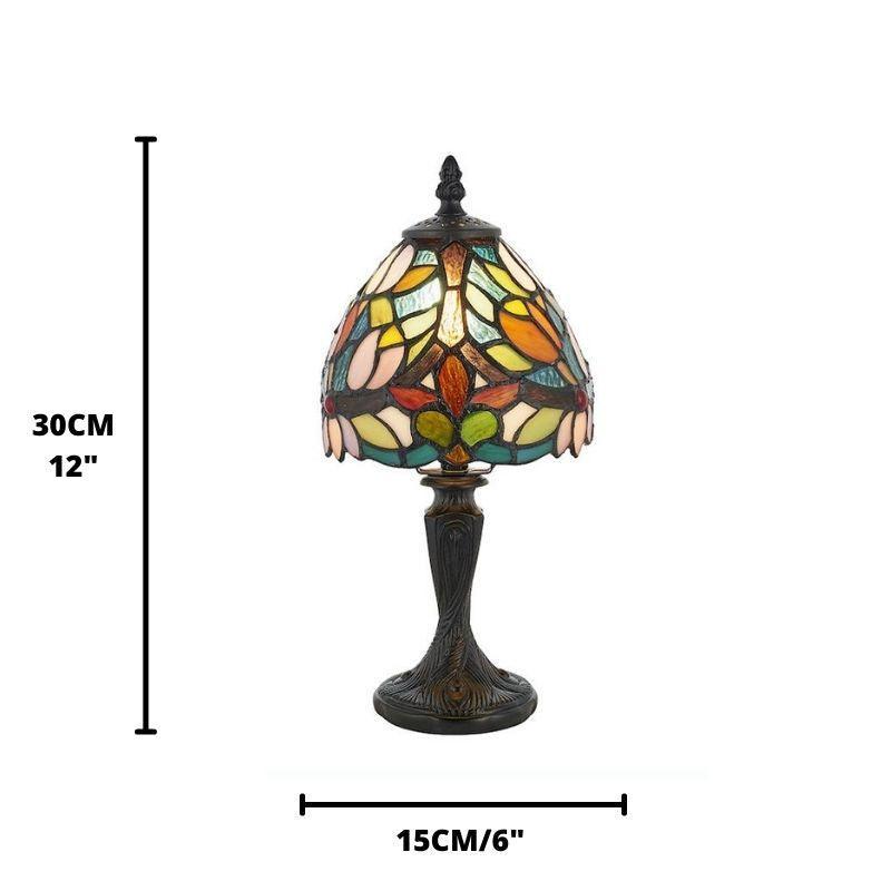 sylvette tiffany bedside lamp 64331 Close Up Lit Image