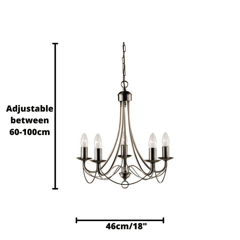 Maypole 5 Light Antique Brass Ceiling Pendant Searchlight-Ceiling Pendant Lights-3-Tiffany Lighting Direct