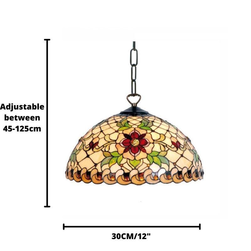 angelique tiffany small ceiling pendant light adjustable chain single bulb Close Up Lit Image