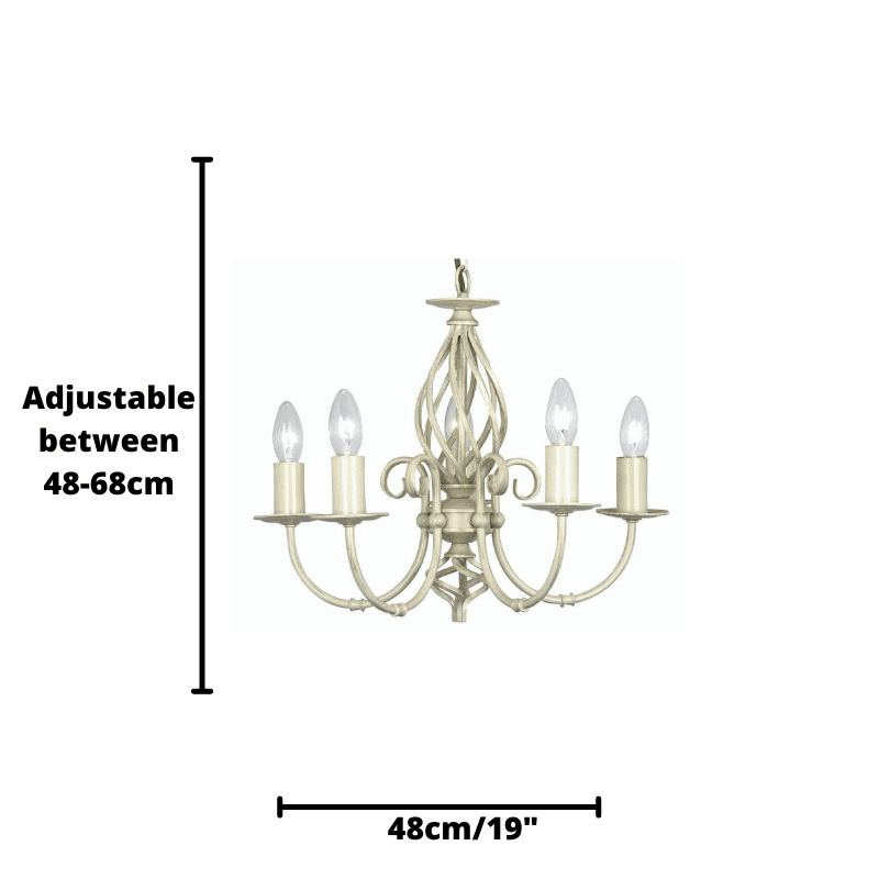Tuscany Ivory Finish 5 Light Chandelier-Oaks Lighting-5-Tiffany Lighting Direct