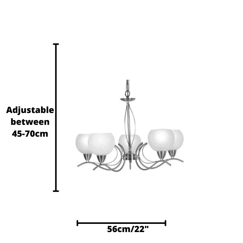 Luanda 5 Light Antique Chrome Chandelier-Oaks Lighting-5-Tiffany Lighting Direct