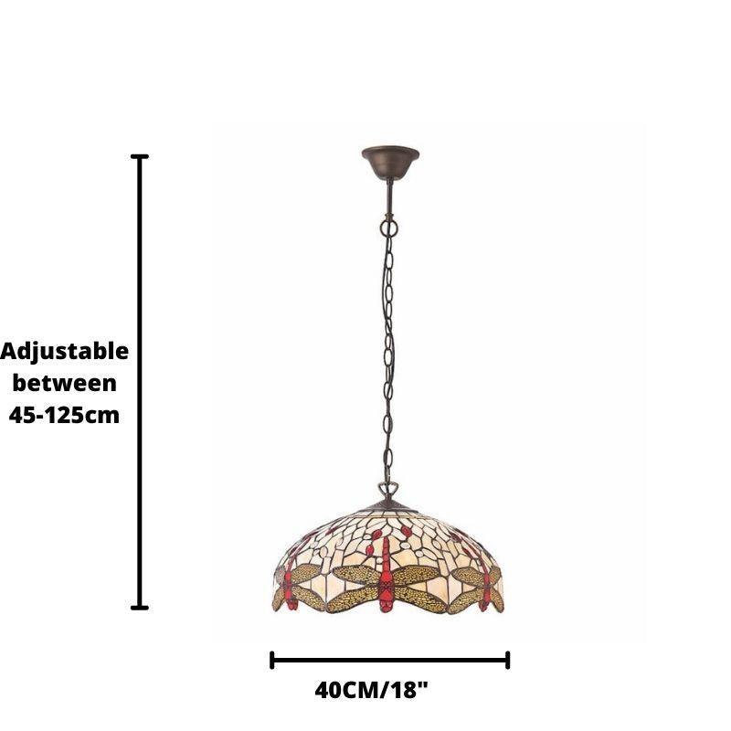 Beige Dragonfly Medium 1 Light Tiffany Ceiling Light