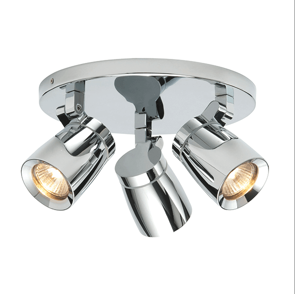 kinight chrome finish and clear glass 3 light flush bathroom ceiling light 39167by saxby lighting
