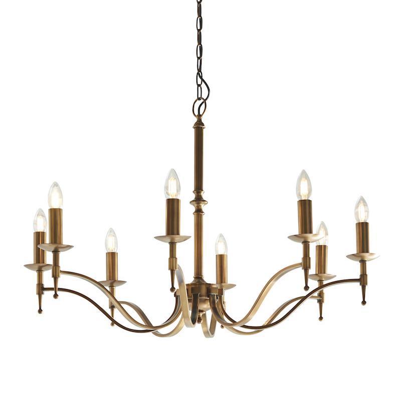 Stanford 8 Light Antique Brass Finish Chandelier CA1P8B