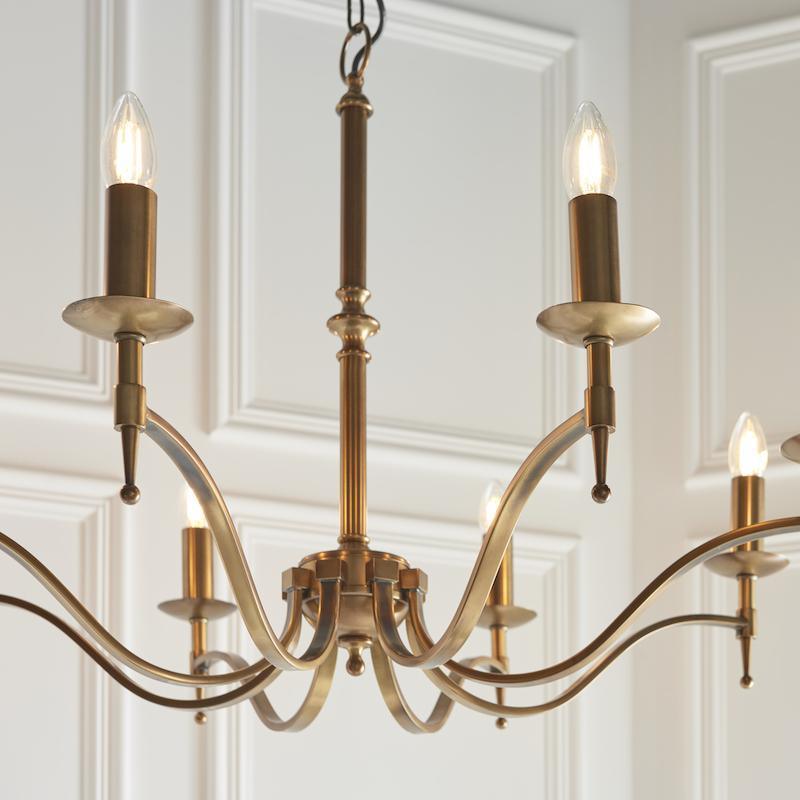 Stanford 8 Light Antique Brass Finish Chandelier CA1P8B