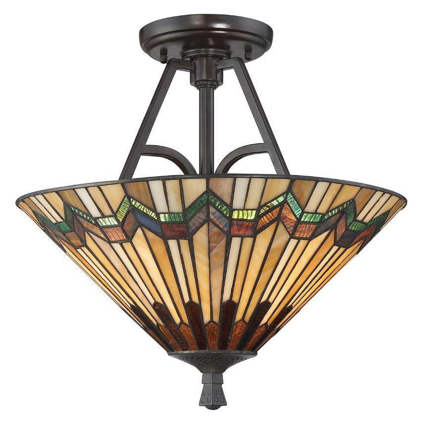 Alcott Semi Flush Tiffany Ceiling Light by Elstead Lighting