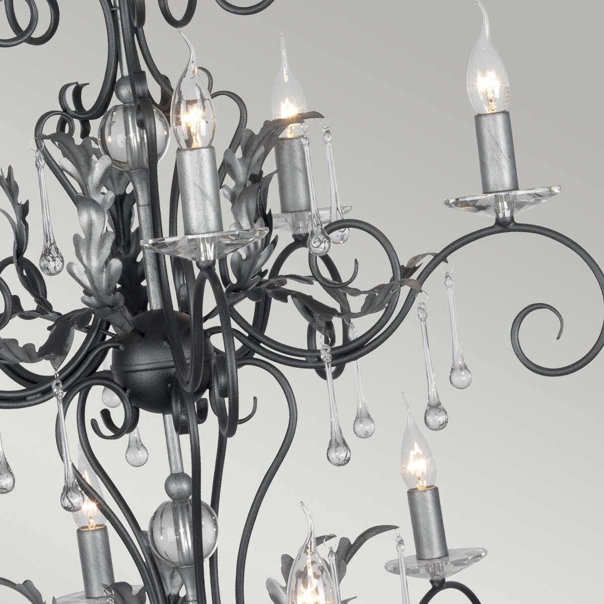 Elstead Amarilli 15 Light Black & Silver Chandelier-Elstead Lighting-5-Tiffany Lighting Direct
