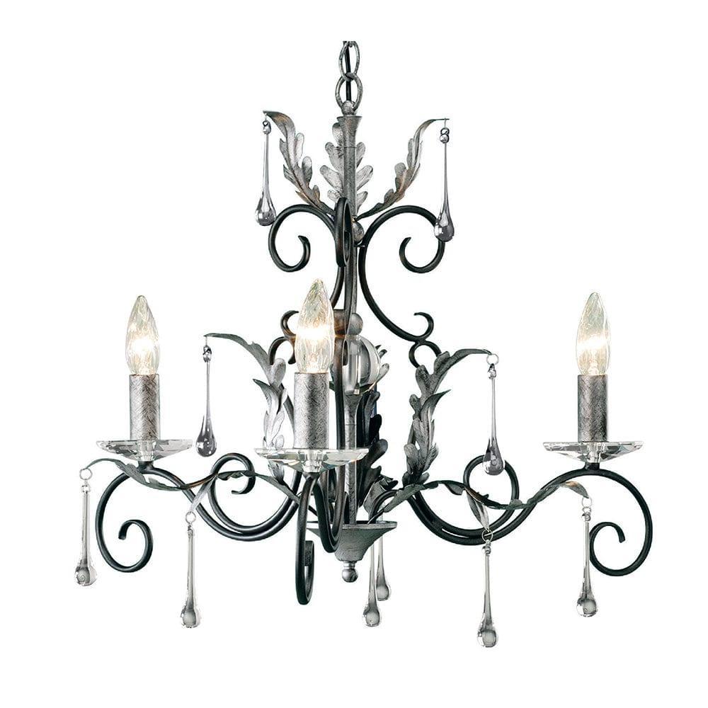 Amarilli 3 Light Black & Silver Chandelier - Elstead Lighting-Elstead Lighting-1-Tiffany Lighting Direct