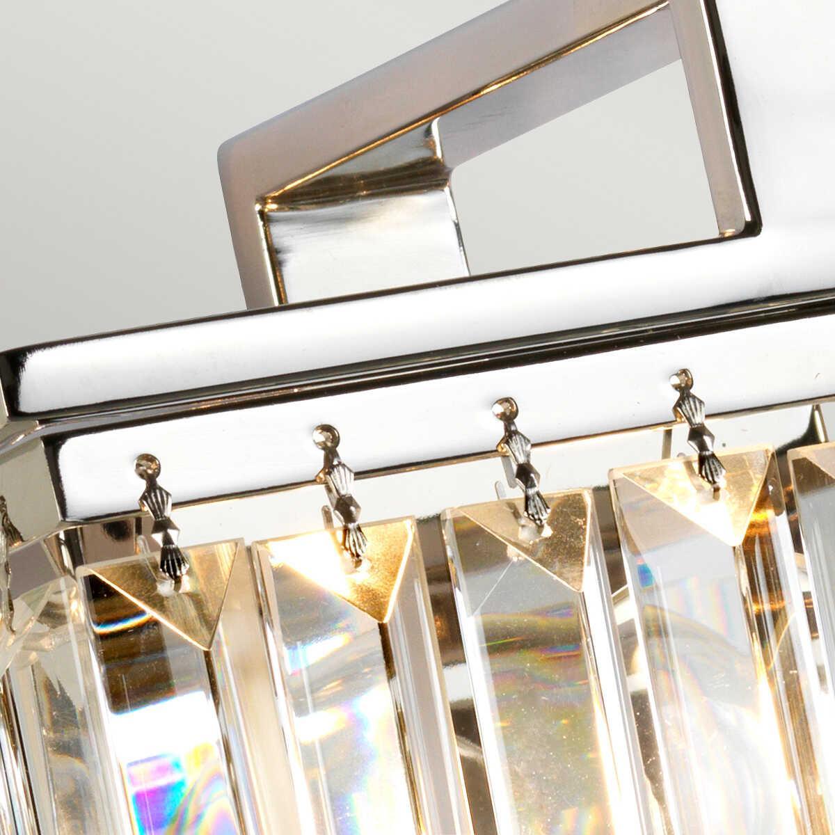 aries 1 light polished nickel and glass crystal wall light Living Room Close Up