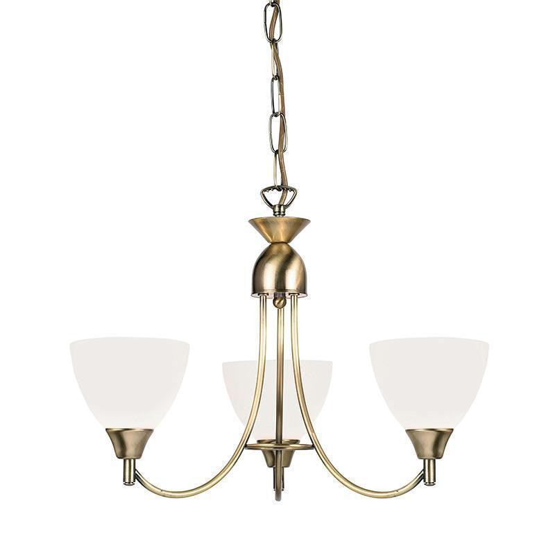 Art Deco Ceiling Light - Alton 3 Arm Antique Brass Finish Pendant Ceiling Light 1805-3AN