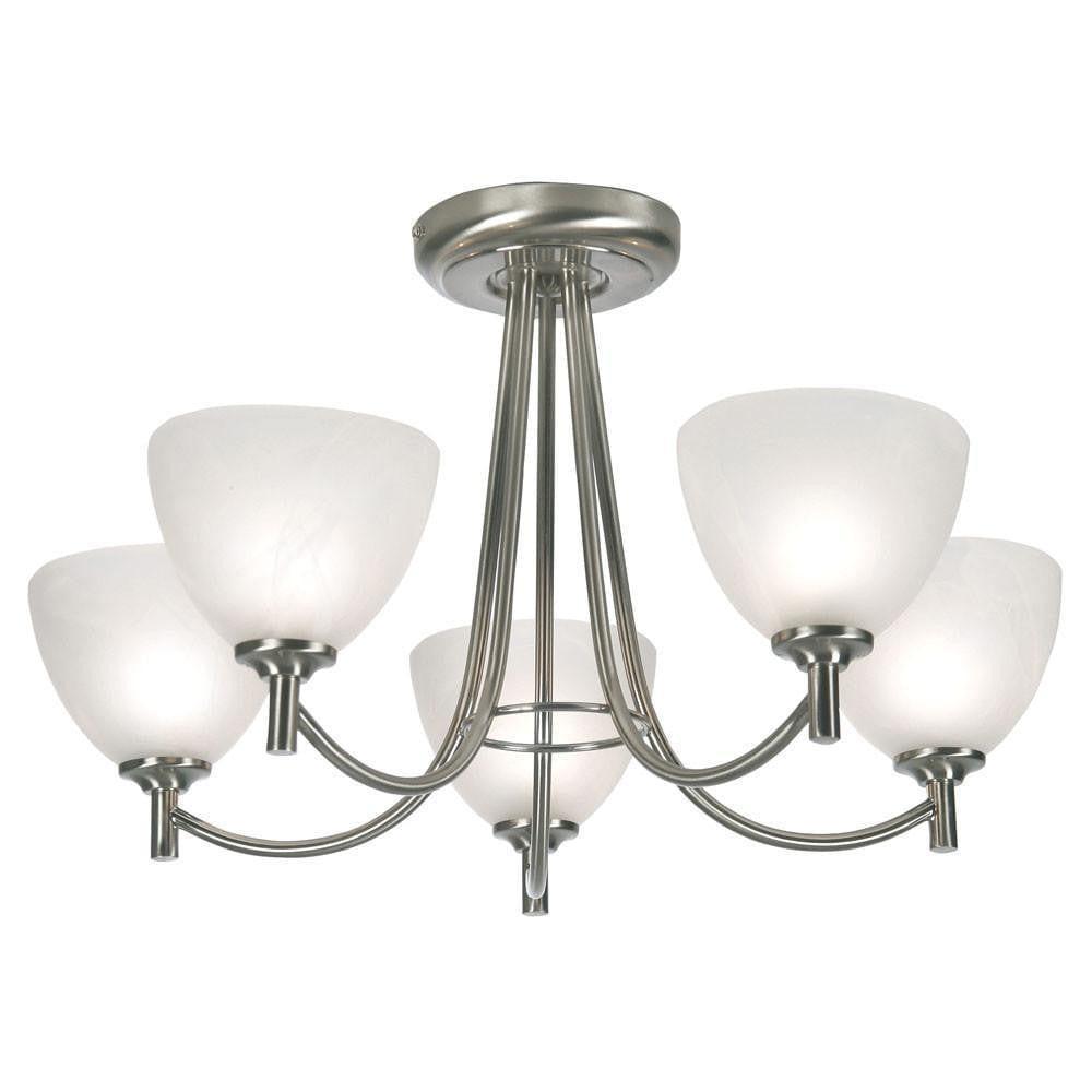 Art Deco Ceiling Light - Hamburg 5 Arm Antique Chrome Finish Art Deco Ceiling Light 1178/5 AC