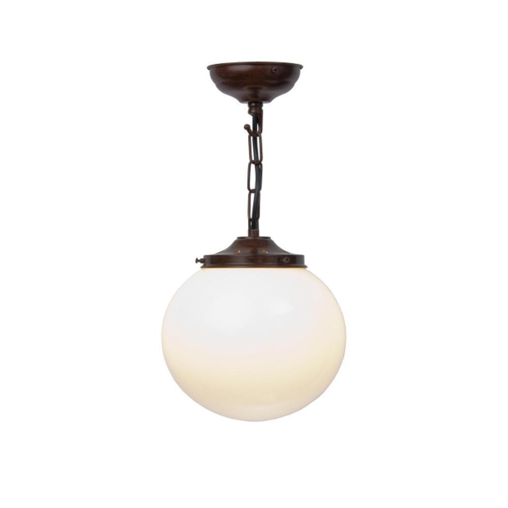 Art Deco Ceiling Light - Kansa White Flashed Opal Antique Bronze Ceiling Light WFO43