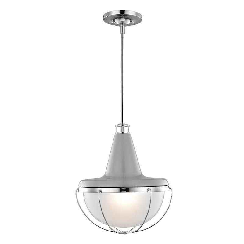 Art Deco Ceiling Lights - Feiss Livingston High Gloss Gray And Polished Nickel Finish Pendant Ceiling Light FE/LIVINGSTN/P/M