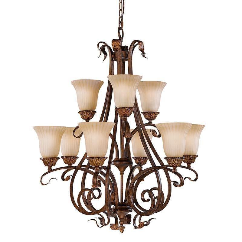 Art Deco Ceiling Lights - Feiss Sonoma Valley Aged Tortoise Shell 9 Light Chandelier FE/SONOMAVAL9