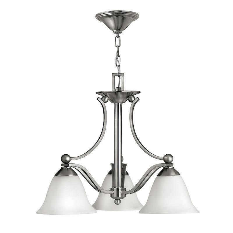Art Deco Ceiling Lights - Hinkley Bolla Brushed Nickel Finish 3 Light Chandelier HK/BOLLA3