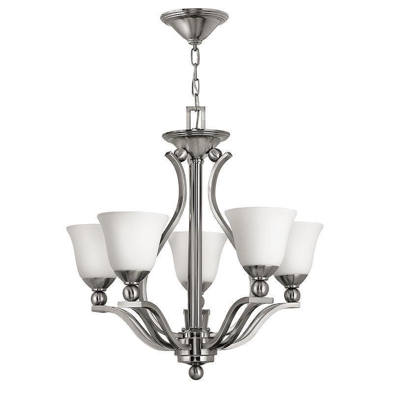 Art Deco Ceiling Lights - Hinkley Bolla Brushed Nickel Finish 5 Light Chandelier HK/BOLLA5