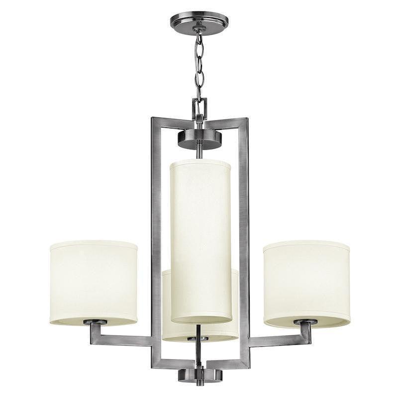 Art Deco Ceiling Lights - Hinkley Hampton Antique Nickel Finish 4 Light Chandelier HK/HAMPTON4
