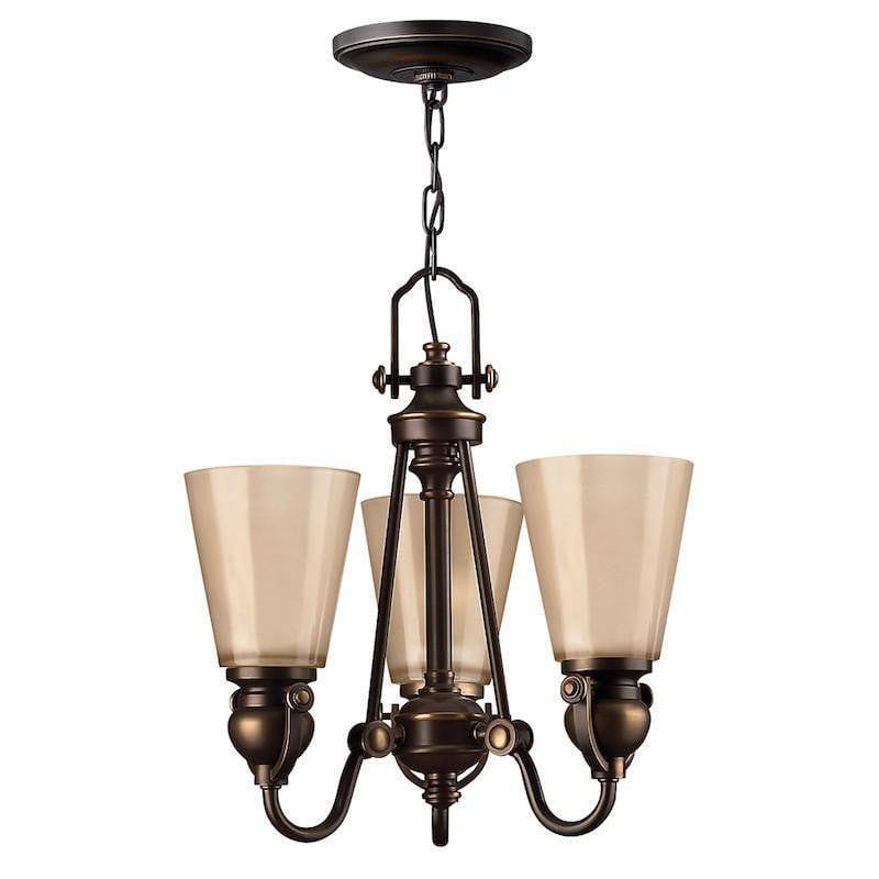 Art Deco Ceiling Lights - Hinkley Mayflower Olde Bronze Finish 3 Light Chandelier HK/MAYFLOWER3
