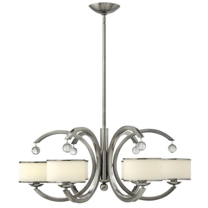 Art Deco Ceiling Lights - Hinkley Monaco Brushed Nickel Finish 6 Light Chandelier HK/MONACO6