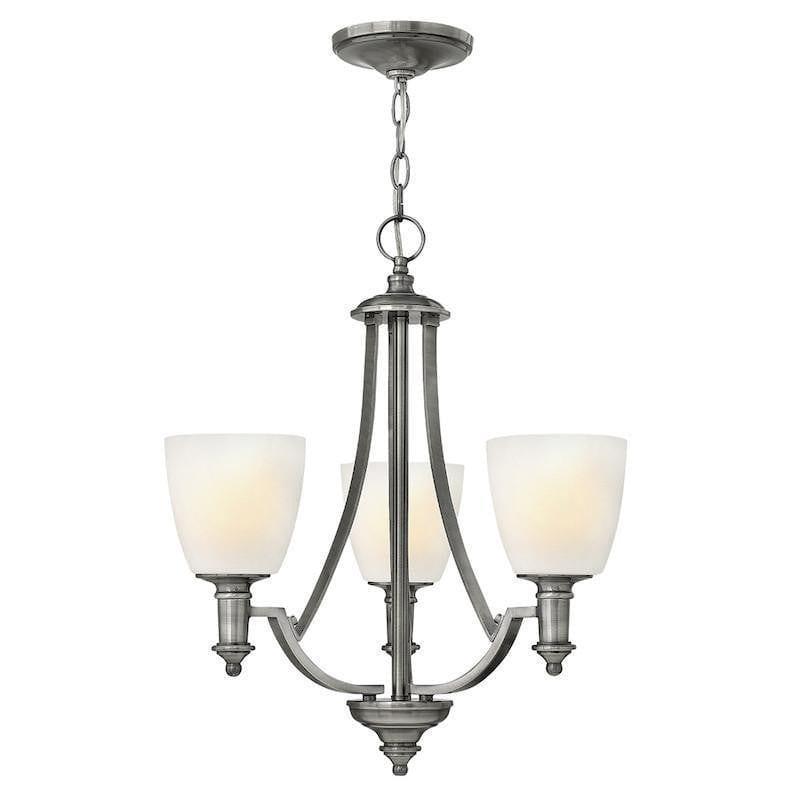Art Deco Ceiling Lights - Hinkley Truman Antique Nickel Finish 3 Light Chandelier HK/TRUMAN3