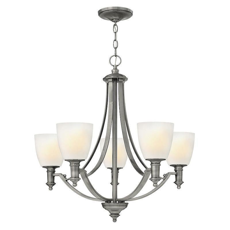 Art Deco Ceiling Lights - Hinkley Truman Antique Nickel Finish 5 Light Chandelier HK/TRUMAN/5