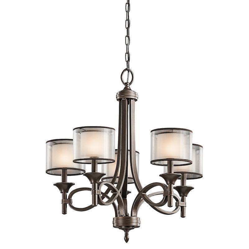 Art Deco Ceiling Lights - Kichler Lacey Mission Bronze Finish 5 Light Chandelier KL/LACEY5 MB