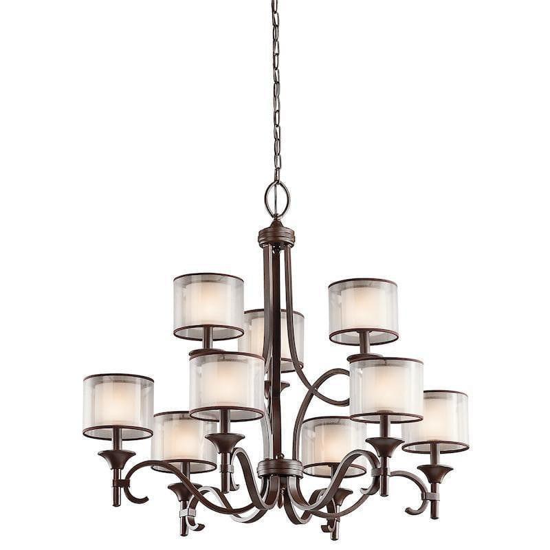 Art Deco Ceiling Lights - Kichler Lacey Mission Bronze Finish 9 Light Chandelier KL/LACEY9 MB
