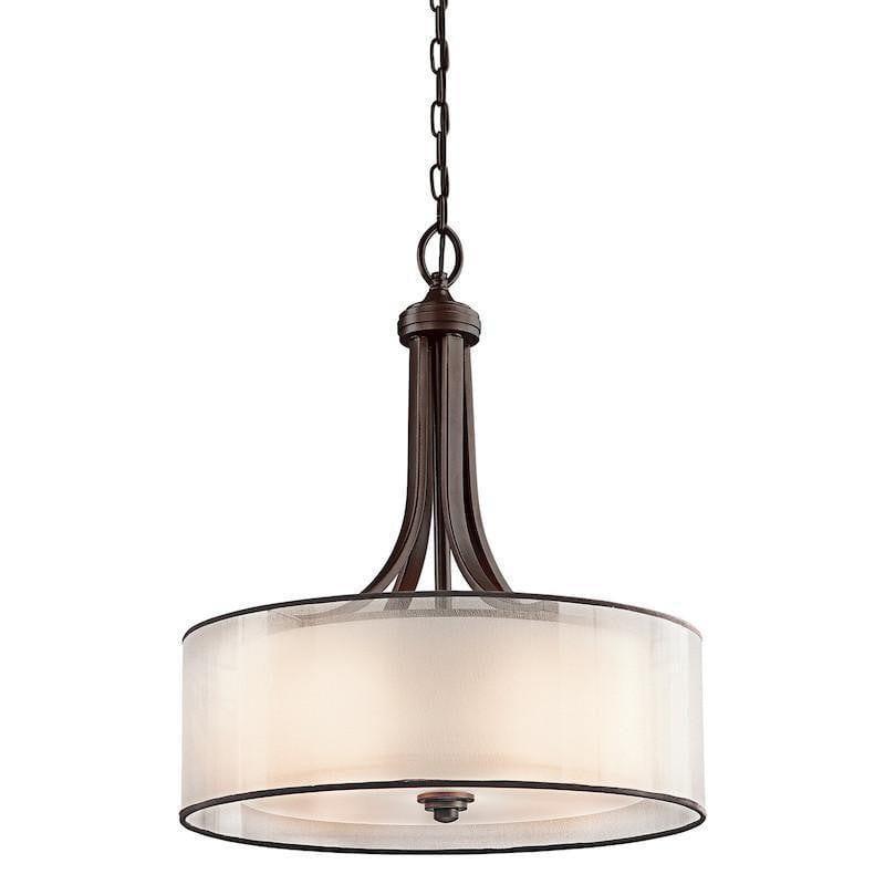 Art Deco Ceiling Lights - Kichler Lacey Mission Bronze Finish Large Pendant Ceiling Light KL/LACEY/P/L MB
