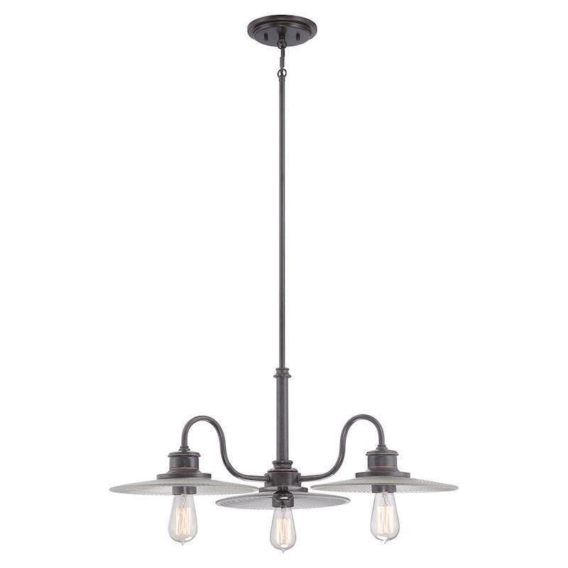 Art Deco Ceiling Lights - Quoizel Admiral Imperial Bronze Finish 3 Light Chandelier Light QZ/ADMIRAL/3P IB