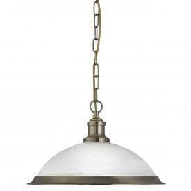 Art Deco Ceiling Lights - Searchlight Bistro Antique Brass Finish Pendant Ceiling Light 1591 AB