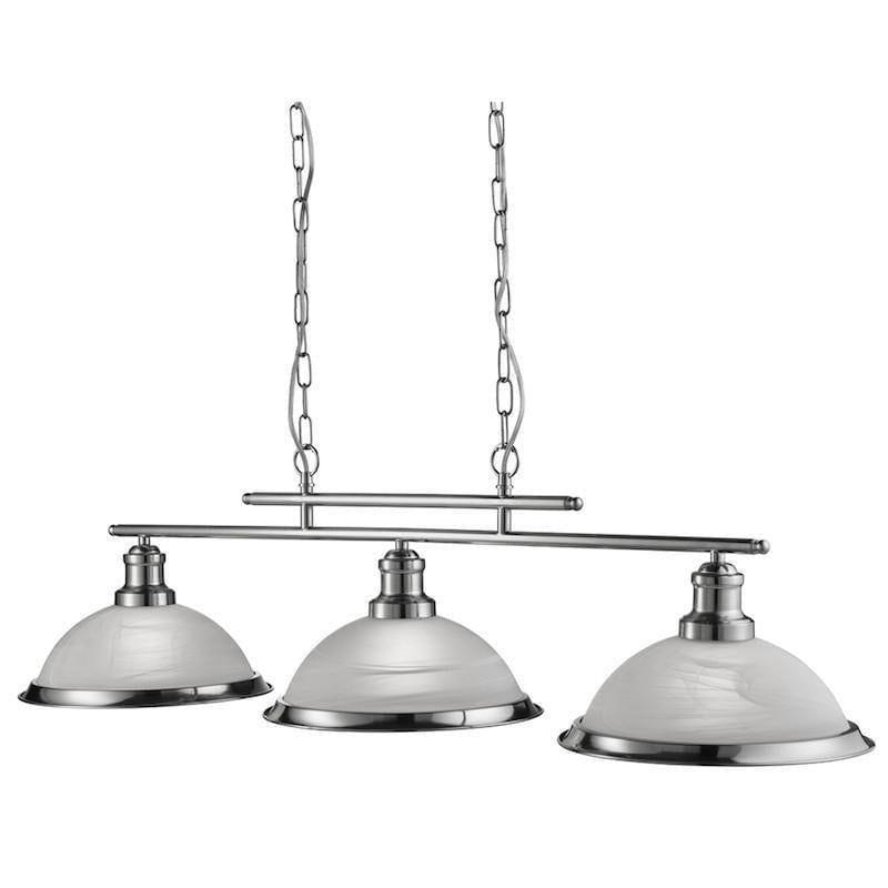 Art Deco Ceiling Lights - Searchlight Bistro Satin Silver Finish 3 Light Ceiling Bar Light 2683-3SS