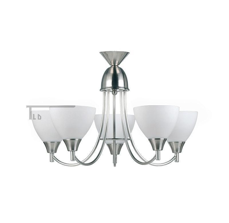 Art Deco Flush & Semi Flush - Alton 5 Arm Satin Nickel Finish Semi Flush Ceiling Light 1805-5SC